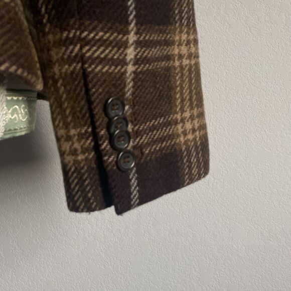 Lands’ End Wool Blazer Vtg Brown Plaid 3-Button Lined Academia Jacket Sz 8 - Picture 8 of 14